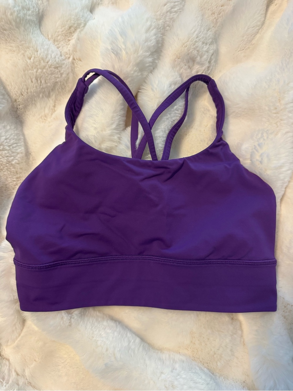 Lululemon longline Energy bra in College Purple, size 8, cups removed - Picture 2 of 3